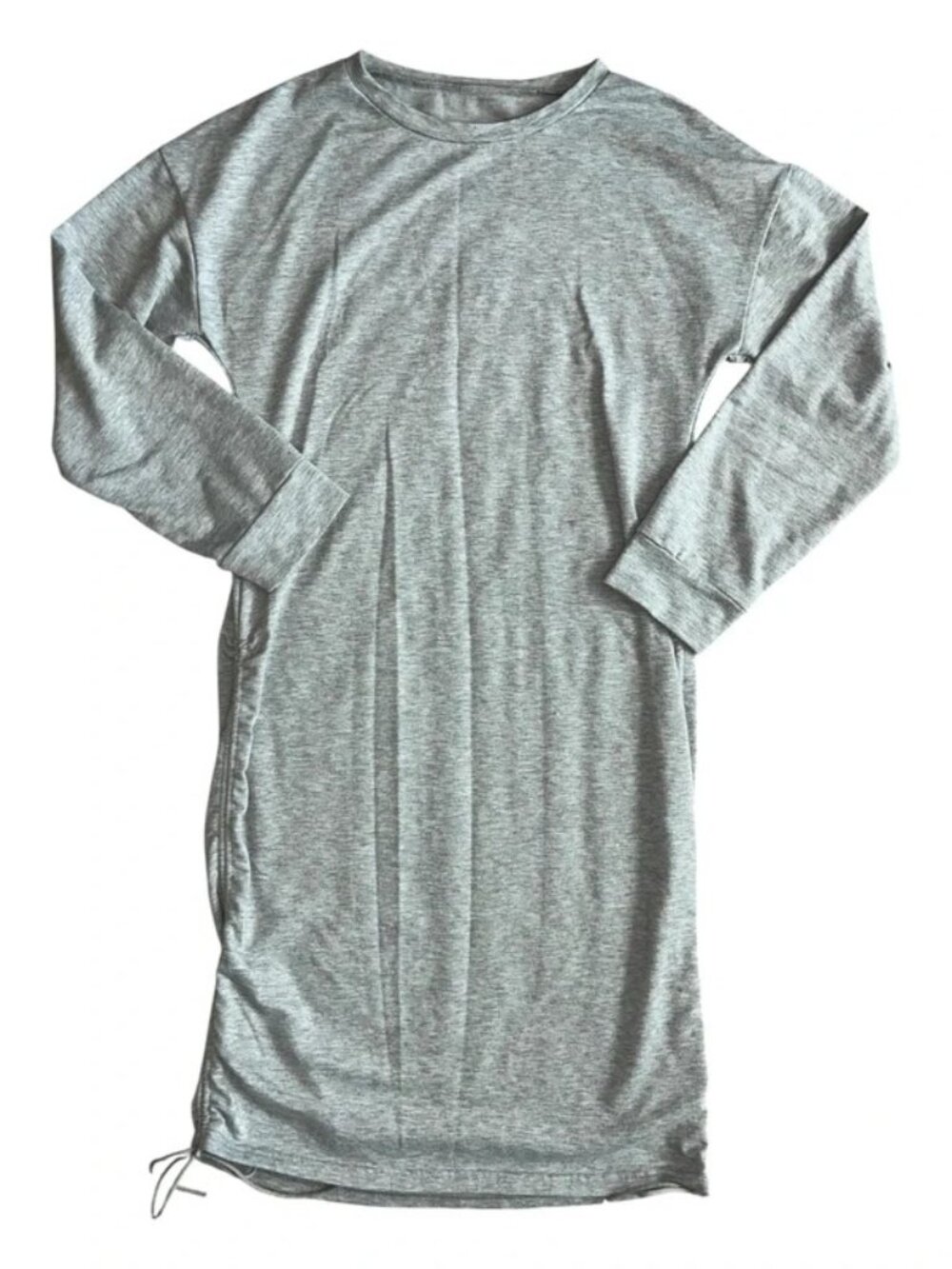 Heather Gray Side-Ruched Sweatshirt Midi Dress Size Unknown
